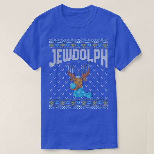 Jewdolph Ugly Hanukkah Sweater Reindeer Menorah Ch T-Shirt (Design vorne)