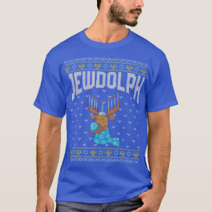 Jewdolph Ugly Hanukkah Sweater Reindeer Menorah Ch T-Shirt