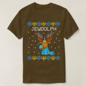 Jewdolph Ugly Hanukkah Sweater Reindeer Menorah Ch T-Shirt (Design vorne)