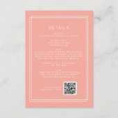 JEWEILS minimaler Blush Peach QR Code Hochzeitsdet Begleitkarte (Vorderseite)