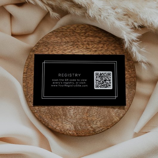 JEWEILS MODERNE Black QR Code Geschenkregister Begleitkarte