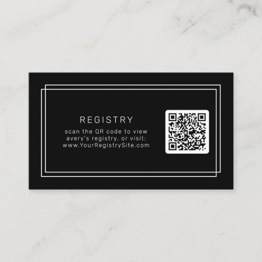 JEWEILS MODERNE Black QR Code Geschenkregister Begleitkarte (Vorderseite)