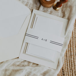 JEWEILS Moderne Schwarz-Weiß-Monogramm-Hochzeit Einladungsbanderole