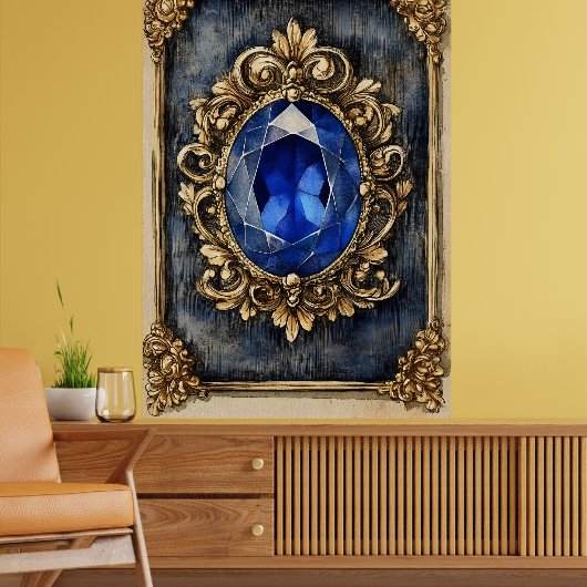 jewel adorned with a large blue gemstone poster (Wohnzimmer 2)