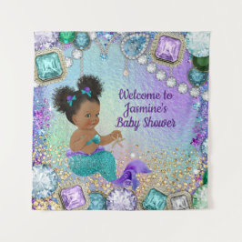 Jewel Afro Mermaid Baby Showbanner Wandteppich