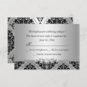 Jewel & Black Damask Silver UAWG RSVP Karte (Vorne/Hinten)