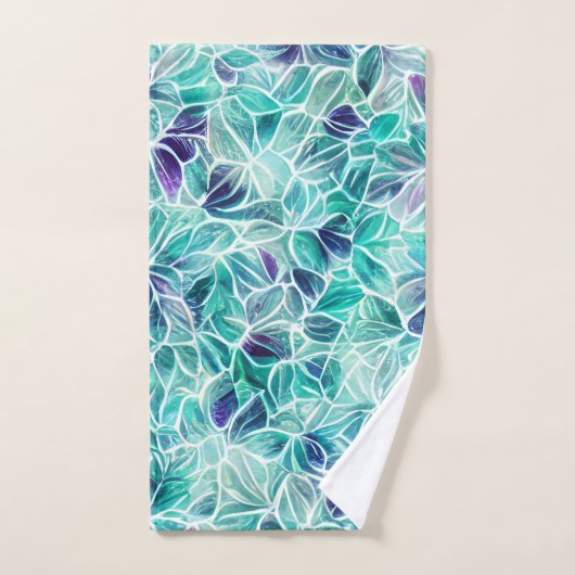 Jewel Blues Leaf Pattern Badhandtuch Set (Handtuch)