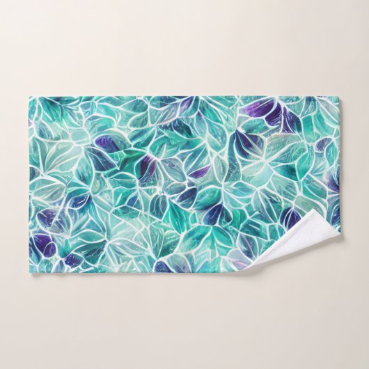 Jewel Blues Leaf Pattern Badhandtuch Set (Handtuch)