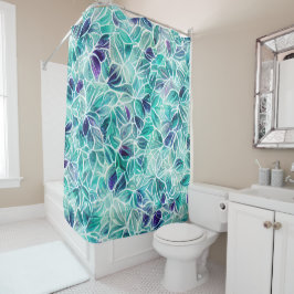 Jewel Blues Leaf Pattern Duschvorhang