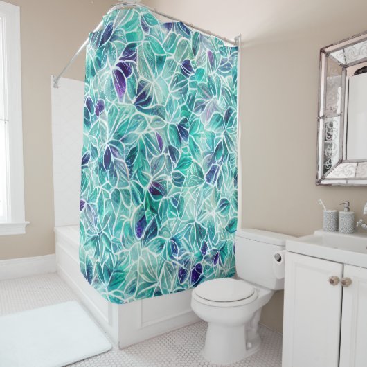 Jewel Blues Leaf Pattern Duschvorhang (Beispiel)