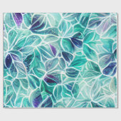 Jewel Blues Leaf Pattern Geschenkpapier (Flach)