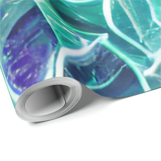 Jewel Blues Leaf Pattern Geschenkpapier (Rolleneckpunkt)