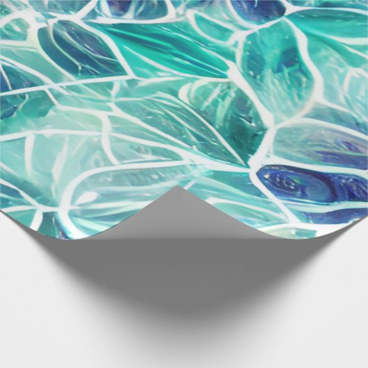 Jewel Blues Leaf Pattern Geschenkpapier (Ecke)