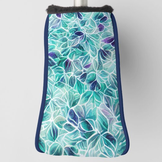 Jewel Blues Leaf Pattern Golf Headcover (Rotieren 90)