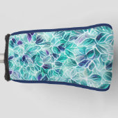 Jewel Blues Leaf Pattern Golf Headcover (Vorderseite)