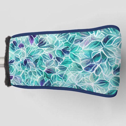 Jewel Blues Leaf Pattern Golf Headcover (Vorderseite)