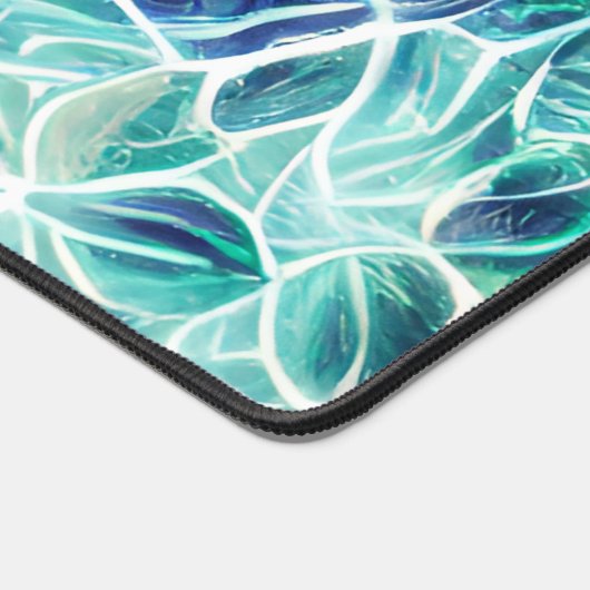 Jewel Blues Leaf Pattern Schreibtischunterlage (Ecke)