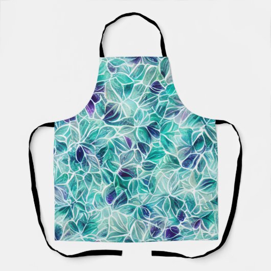 Jewel Blues Leaf Pattern Schürze (Vorderseite)