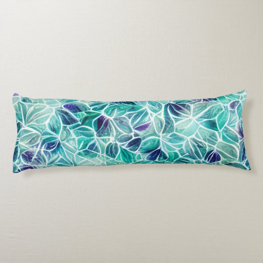 Jewel Blues Leaf Pattern Seitenschläferkissen (Rückseite)