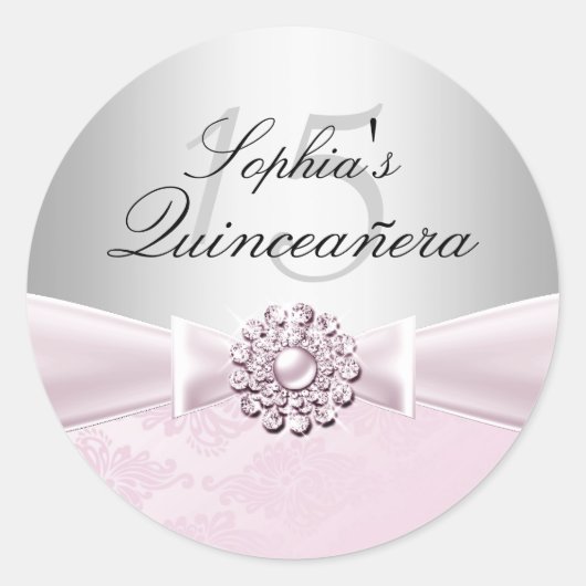 Jewel Bow Quinceanera Sticker (Vorderseite)