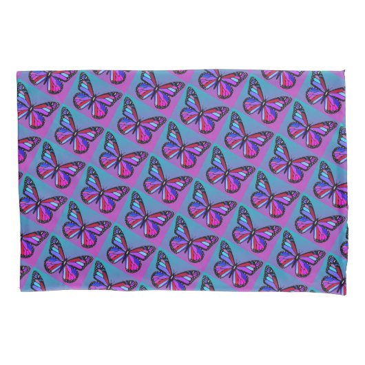 Jewel Butterflies in Purple and Blue Pattern Kissenbezug (Vorderseite-Links)