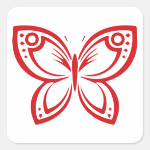 Jewel Butterflies Kontur - Rot-Quadrat-Aufkleber Quadratischer Aufkleber