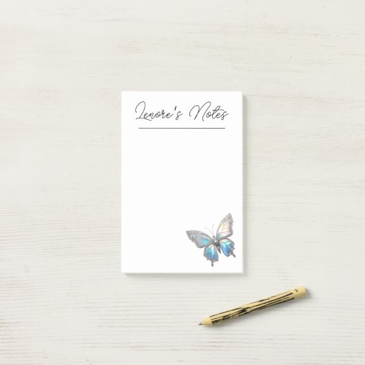 Jewel Butterfly Opal und Silver Post-it Klebezettel (Auf Schreibtisch)