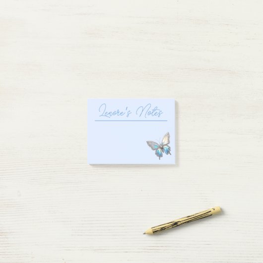 Jewel Butterfly Opal und Silver Post-it Klebezettel (Auf Schreibtisch)