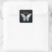 Jewel Butterfly Opal und Silver Quadratischer Aufkleber (Tasche)