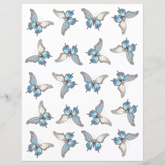 Jewel Butterfly Opal und Silver Scrapbook Paper (Vorderseite)