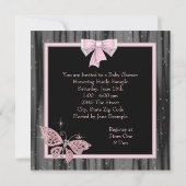 Jewel Butterfly Pink Black Baby Girl Dusche Einladung (Rückseite)
