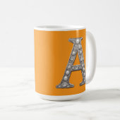 Jewel-Encrusted Letter A On Yellow Background Kaffeetasse (VorderseiteRechts)