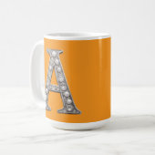 Jewel-Encrusted Letter A On Yellow Background Kaffeetasse (Vorderseite Links)