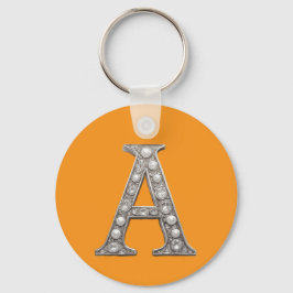 Jewel-Encrusted Letter A On Yellow Background Schlüsselanhänger