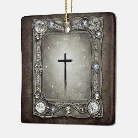 Jewel Frame Cross Keramikornament (Links)