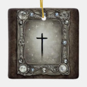 Jewel Frame Cross Keramikornament (Vorderseite)