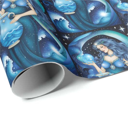 Jewel Galaxy Zodiac Aquarius Geschenkpapier (Rolleneckpunkt)