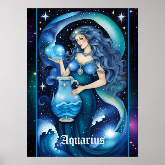 Jewel Galaxy Zodiac Aquarius Poster (Vorne)
