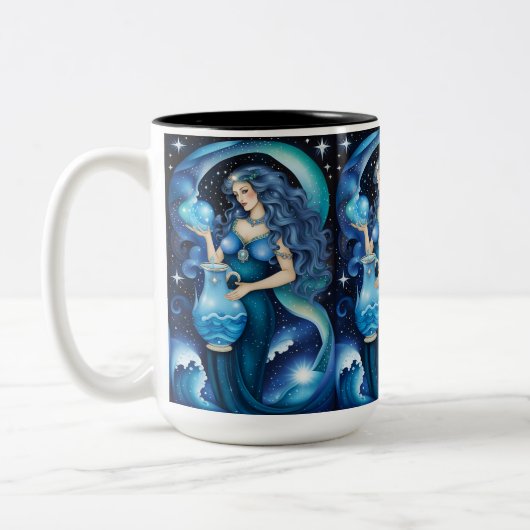 Jewel Galaxy Zodiac Aquarius Zweifarbige Tasse (Links)