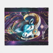Jewel Galaxy Zodiac Aries Fleecedecke (Vorderseite (Horizontal))