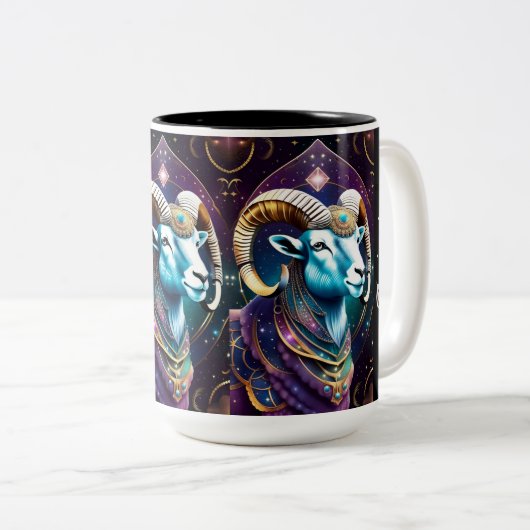 Jewel Galaxy Zodiac Aries Zweifarbige Tasse (VorderseiteRechts)