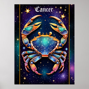 Jewel Galaxy Zodiac Cancer Poster