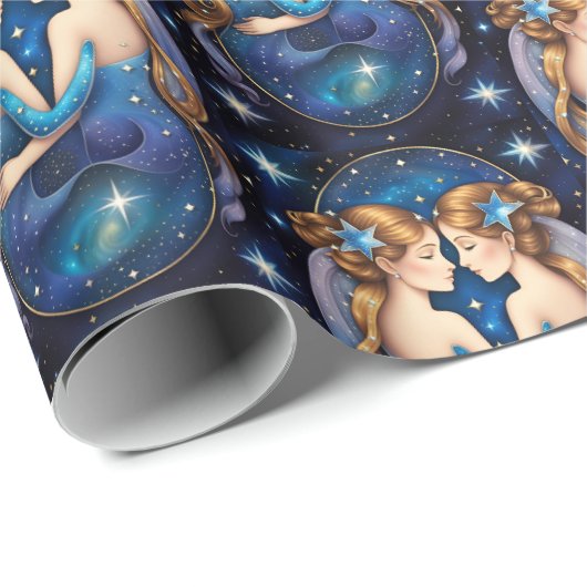 Jewel Galaxy Zodiac Gemini Geschenkpapier (Rolleneckpunkt)