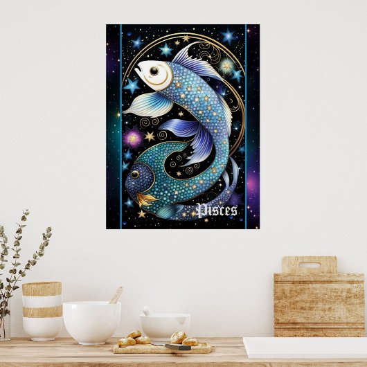 Jewel Galaxy Zodiac Pisces Poster (Küche)