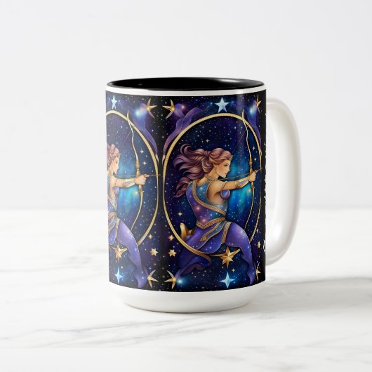 Jewel Galaxy Zodiac Sagittarius Zweifarbige Tasse (VorderseiteRechts)