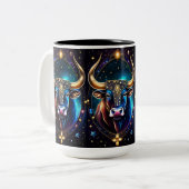 Jewel Galaxy Zodiac Taurus Zweifarbige Tasse (Vorderseite Links)