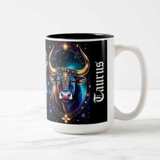 Jewel Galaxy Zodiac Taurus Zweifarbige Tasse (Rechts)