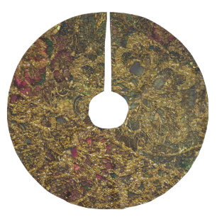 Jewel Gold Lace Design Weihnachtsfeiertag Polyester Weihnachtsbaumdecke