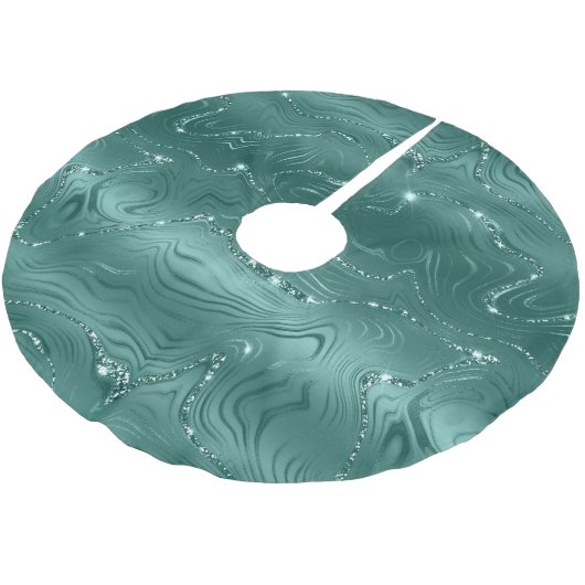 Jewel Green Emerald Glittery Glitzy Polyester Weihnachtsbaumdecke (Schrägansicht)