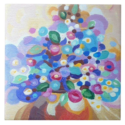 Jewel helle Blume mit handgemaltetem Aussehen Fliese (Vorderseite)